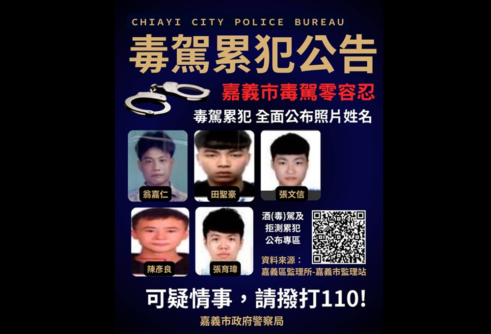 毒駕零容忍　嘉義市公告10年內累犯照片