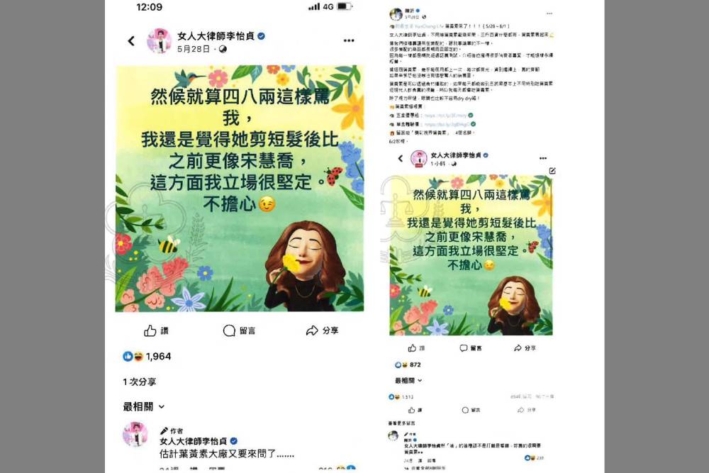 律師李怡貞告陳沂違反著作權　二審逆轉無罪免賠